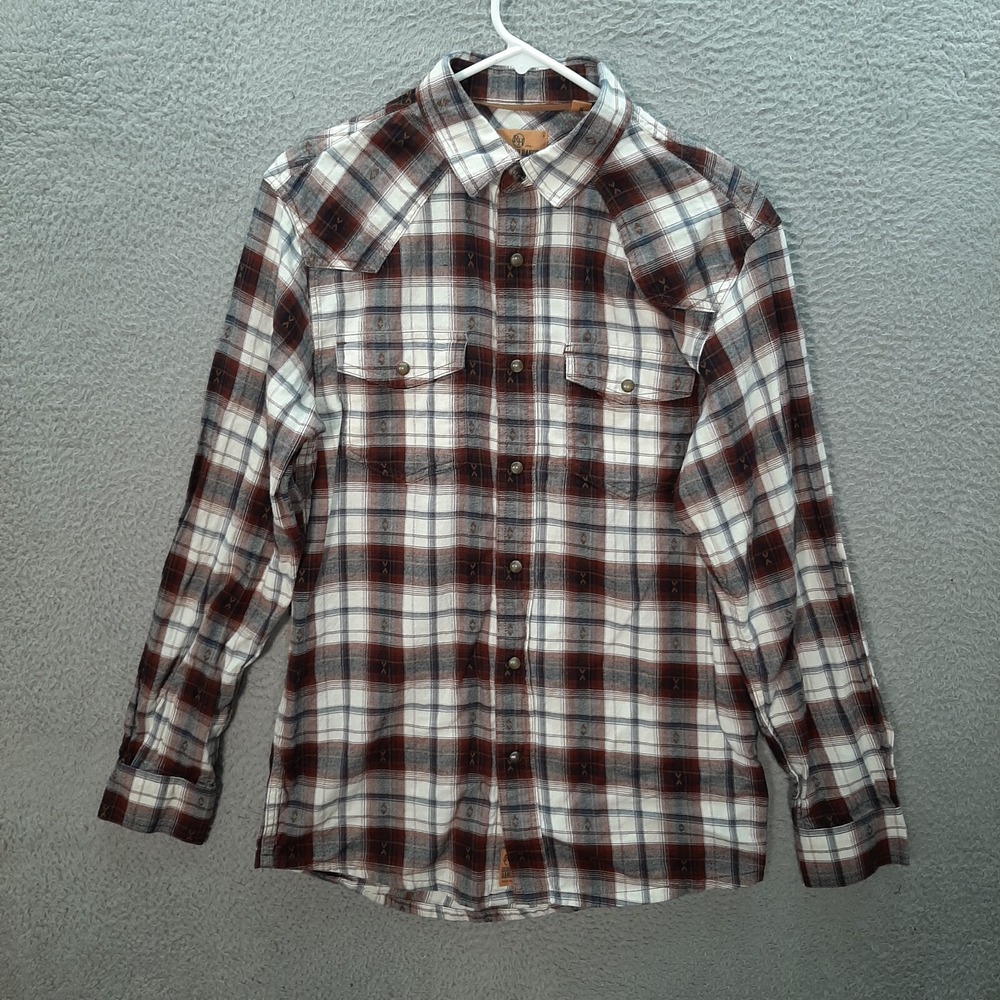 Red Head‎ Shirt Womens Medium Multicolor Plaid Pearl Snap Workwear Western Ranch